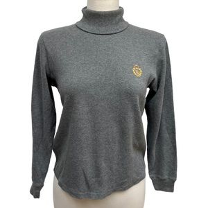 VINTAGE Lauren Ralph Lauren Petite Gray Turtleneck Embroidered Logo Women’s P/S
